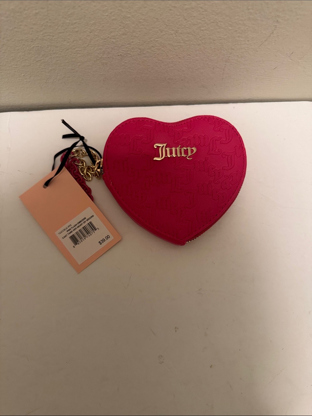 Juicy Couture Heart Coin Wallet - Bright Pink